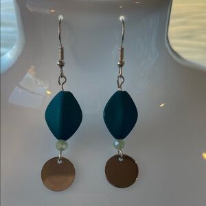 Chic Teal and Silver Drop Earrings
